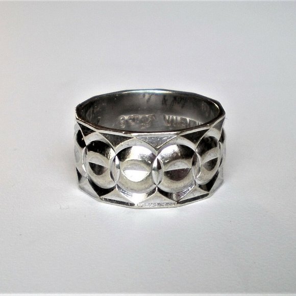Vintage Designer Solid 9CT 9K White Gold Wide Wedding RING BAND size 5.5-5.75